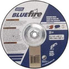 Norton - 24 Grit, 9" Wheel Diam, 1/4" Wheel Thickness, Type 27 Depressed Center Wheel - Zirconia Alumina, S Hardness, 6,600 Max RPM, Compatible with Angle Grinder - Exact Tool & Supply