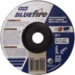 Norton - 30 Grit, 6" Wheel Diam, 1/8" Wheel Thickness, 7/8" Arbor Hole, Type 27 Depressed Center Wheel - Zirconia Alumina, U Hardness, 10,185 Max RPM, Compatible with Angle Grinder - Exact Tool & Supply