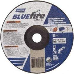 Norton - 30 Grit, 7" Wheel Diam, 1/8" Wheel Thickness, 7/8" Arbor Hole, Type 27 Depressed Center Wheel - Zirconia Alumina, T Hardness, 8,600 Max RPM, Compatible with Angle Grinder - Exact Tool & Supply