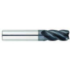 3/8" Dia. - 7/8 LOC - 4" OAL - .015-.020 Radius 4 FL Carbide S/E HP End Mill-AlTiN - Exact Tool & Supply