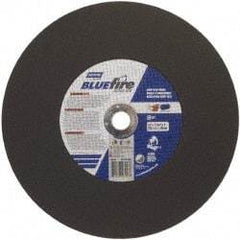Norton - 14" 36 Grit Zirconia Alumina Cutoff Wheel - 7/64" Thick, 1" Arbor, 4,365 Max RPM, Use with Stationary Tools - Exact Tool & Supply
