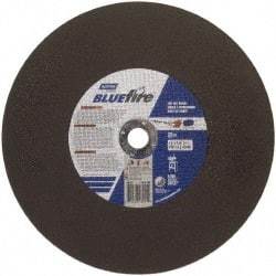 Norton - 14" 30 Grit Zirconia Alumina Cutoff Wheel - 1/8" Thick, 1" Arbor, 4,365 Max RPM, Use with Stationary Tools - Exact Tool & Supply