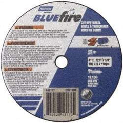 Norton - 4" 46 Grit Zirconia Alumina Cutoff Wheel - 1/8" Thick, 3/8" Arbor, 19,100 Max RPM, Use with Angle Grinders - Exact Tool & Supply