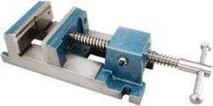 Gibraltar - 6" Jaw Opening Capacity x 2" Throat Depth, Drill Press Vise - 6" Wide Jaw, Stationary Base, Rapid Acting, 16-1/2" OAL x 3" Overall Height, Cast Iron - Exact Tool & Supply