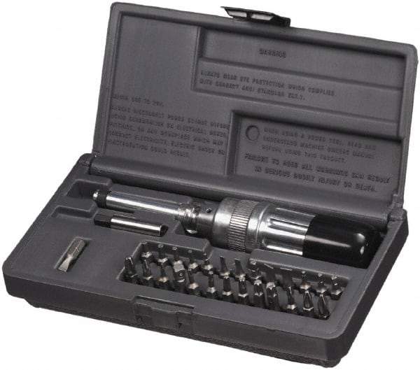 SK - 29 Piece, 2 to 36 In/Lb, Industrial Adjustable Torque Limiting Screwdriver Kit - 1/4" Drive - Exact Tool & Supply