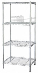 Starter Wire Shelving Unit, 60"W x 18"D x 63"H, 5 Shelves, Zinc Plated Finish, Silver