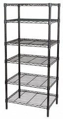 Starter Wire Shelving Unit, 60"W x 18"D x 74"H, 6 Shelves, Powder Coated Finish, Black