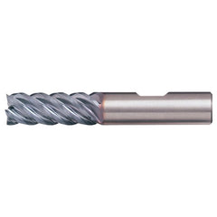 ‎7/16″ × 7/16″ × 1″ × 2-1/2″ RHS / RHC Solid Carbide 5-Flute High-Performance End Mill for Steel - Bright - Exact Tool & Supply