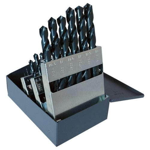‎1mm-13mm RHS / RHC HSS 118 Degree Radial Point CLE-MAX™ Jobber Length Drill Set - Steam Oxide - Exact Tool & Supply