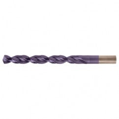 #34 RHS / RHC HSS-CO 8% (M42) 135 Degree Split Point Q-Cobalt Wide Land Parabolic Jobber Drill - TiAlN - Exact Tool & Supply