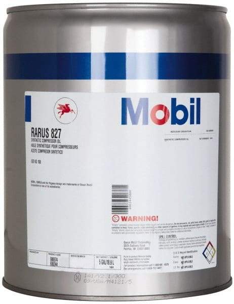 Mobil - 5 Gal Pail, ISO 100, SAE 30, Air Compressor Oil - -20°F to 400°, 10.12 Viscosity (cSt) at 100°C, 107.5 Viscosity (cSt) at 40°C - Exact Tool & Supply