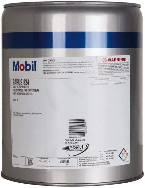 Mobil - 5 Gal Pail, ISO 32, SAE 10, Air Compressor Oil - -20°F to 400°, 29.5 Viscosity (cSt) at 40°C, 5.5 Viscosity (cSt) at 100°C - Exact Tool & Supply
