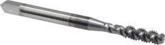 OSG - #10-32 UNF 3 Flute 2B Bottoming Spiral Flute Tap - High Speed Steel, TiCN Finish, 2-3/8" OAL, Right Hand Flute, Right Hand Thread, H3, Series 107 - Exact Tool & Supply