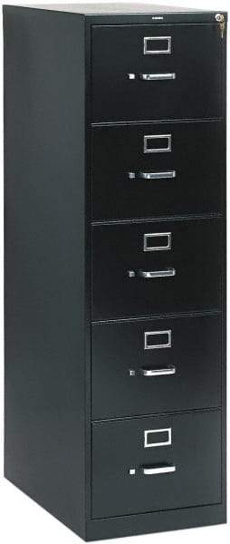 Hon - 26" Wide x 60" High x 26-1/2" Deep, 5 Drawer Vertical File with Lock - Steel, Black - Exact Tool & Supply