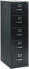 Hon - 26" Wide x 60" High x 26-1/2" Deep, 5 Drawer Vertical File with Lock - Steel, Black - Exact Tool & Supply