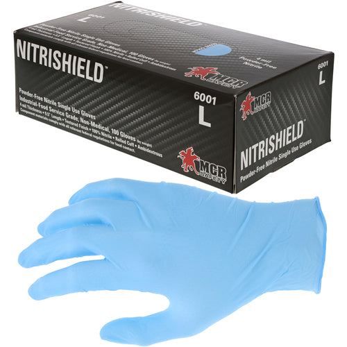 Durashield Gloves - 4 mil Nitrile Industry Standard Food Grade - Textured - Powder Free - Box of 100 - Size Medium - Exact Tool & Supply