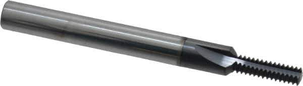 Scientific Cutting Tools - 1/4-28 Thread, 1/4" Shank Diam, AlTiN+ Coating, Solid Carbide Straight Flute Thread Mill - 3 Flutes, 2-1/2" OAL, 1/4" Min Noml Diameter - Exact Tool & Supply