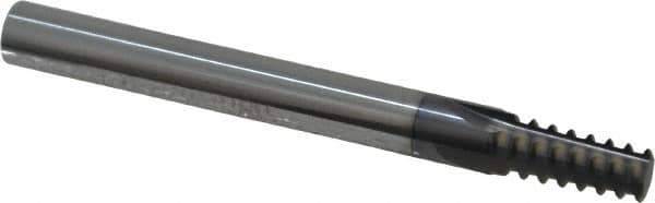 Scientific Cutting Tools - 1/16-27, 1/8-27 Thread, 1/4" Shank Diam, TiN Coating, Solid Carbide Straight Flute Thread Mill - 4 Flutes, 2-1/2" OAL, 1/16" Min Noml Diameter - Exact Tool & Supply