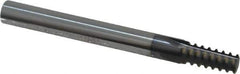 Scientific Cutting Tools - 1/16-27, 1/8-27 Thread, 1/4" Shank Diam, TiN Coating, Solid Carbide Straight Flute Thread Mill - 4 Flutes, 2-1/2" OAL, 1/16" Min Noml Diameter - Exact Tool & Supply