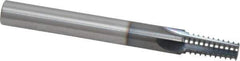 Scientific Cutting Tools - 1/16-27, 1/8-27 Thread, 3/8" Shank Diam, TiN Coating, Solid Carbide Straight Flute Thread Mill - 4 Flutes, 3-1/2" OAL, 1/8" Min Noml Diameter - Exact Tool & Supply