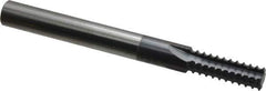 Scientific Cutting Tools - 3/8-32 Thread, 1/4" Shank Diam, TiN Coating, Solid Carbide Straight Flute Thread Mill - 4 Flutes, 2-1/2" OAL, 3/8" Min Noml Diameter - Exact Tool & Supply