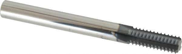 Scientific Cutting Tools - 3/8-40 Thread, 1/4" Shank Diam, TiN Coating, Solid Carbide Straight Flute Thread Mill - 4 Flutes, 2-1/2" OAL, 3/8" Min Noml Diameter - Exact Tool & Supply