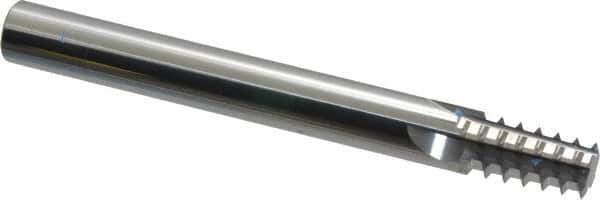 Scientific Cutting Tools - 1/4-18, 3/8-18 Thread, 3/8" Shank Diam, Bright Coating, Solid Carbide Straight Flute Thread Mill - 4 Flutes, 3-1/2" OAL, 1/4" Min Noml Diameter - Exact Tool & Supply