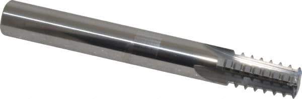 Scientific Cutting Tools - 1/4-18, 3/8-18 Thread, 7/16" Shank Diam, Bright Coating, Solid Carbide Straight Flute Thread Mill - 4 Flutes, 3-1/2" OAL, 1/4" Min Noml Diameter - Exact Tool & Supply