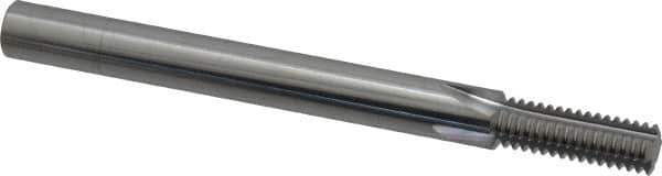 Scientific Cutting Tools - 3/8-20 Thread, 5/16" Shank Diam, Bright Coating, Solid Carbide Straight Flute Thread Mill - 4 Flutes, 3-1/2" OAL, 3/8" Min Noml Diameter - Exact Tool & Supply