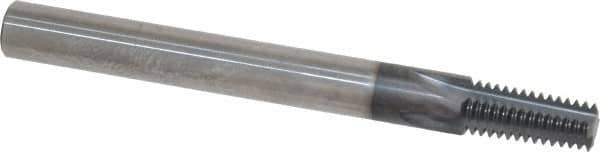 Scientific Cutting Tools - 1/16-27, 1/8-27 Thread, 1/4" Shank Diam, TiAlN Coating, Solid Carbide Straight Flute Thread Mill - 4 Flutes, 2-1/2" OAL, 1/16" Min Noml Diameter - Exact Tool & Supply