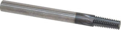 Scientific Cutting Tools - 1/16-27, 1/8-27 Thread, 1/4" Shank Diam, TiAlN Coating, Solid Carbide Straight Flute Thread Mill - 4 Flutes, 2-1/2" OAL, 1/16" Min Noml Diameter - Exact Tool & Supply