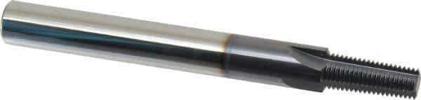 Scientific Cutting Tools - 1/8-27 Thread, 3/8" Shank Diam, TiAlN Coating, Solid Carbide Straight Flute Thread Mill - 4 Flutes, 3-1/2" OAL, 1/8" Min Noml Diameter - Exact Tool & Supply