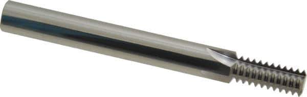 Scientific Cutting Tools - 7/16-14 Thread, 3/8" Shank Diam, Bright Coating, Solid Carbide Straight Flute Thread Mill - 4 Flutes, 3-1/2" OAL, 7/16" Min Noml Diameter - Exact Tool & Supply