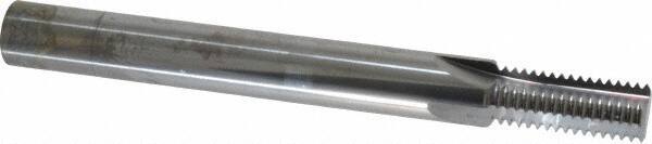 Scientific Cutting Tools - 7/16-20 Thread, 3/8" Shank Diam, Bright Coating, Solid Carbide Straight Flute Thread Mill - 4 Flutes, 3-1/2" OAL, 7/16" Min Noml Diameter - Exact Tool & Supply
