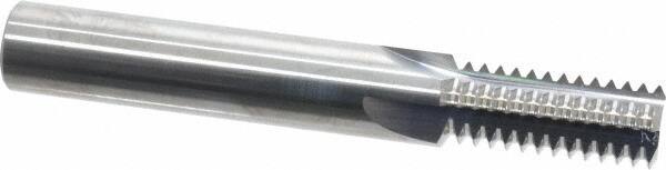 Scientific Cutting Tools - 9/16-12 Thread, 1/2" Shank Diam, Bright Coating, Solid Carbide Straight Flute Thread Mill - 4 Flutes, 3-1/2" OAL, 9/16" Min Noml Diameter - Exact Tool & Supply