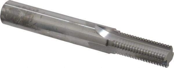 Scientific Cutting Tools - 9/16-18 Thread, 1/2" Shank Diam, Bright Coating, Solid Carbide Straight Flute Thread Mill - 4 Flutes, 3-1/2" OAL, 9/16" Min Noml Diameter - Exact Tool & Supply