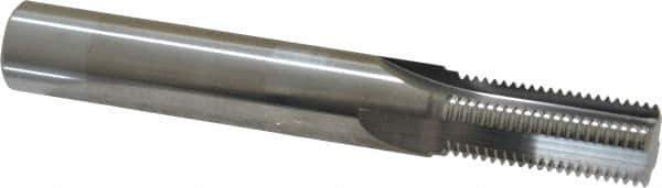 Scientific Cutting Tools - 9/16-20 Thread, 1/2" Shank Diam, Bright Coating, Solid Carbide Straight Flute Thread Mill - 4 Flutes, 3-1/2" OAL, 9/16" Min Noml Diameter - Exact Tool & Supply