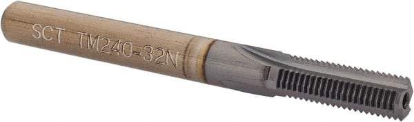 Scientific Cutting Tools - 5/16-32 Thread, 1/4" Shank Diam, TiCN Coating, Powdered Metal Straight Flute Thread Mill - 3 Flutes, 2-1/2" OAL, 5/16" Min Noml Diameter - Exact Tool & Supply