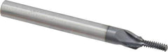 Scientific Cutting Tools - #10-32 UNF, 1/8" Cutting Diam, 3 Flute, Solid Carbide Helical Flute Thread Mill - Internal Thread, 5/16" LOC, 2-1/2" OAL, 1/4" Shank Diam - Exact Tool & Supply