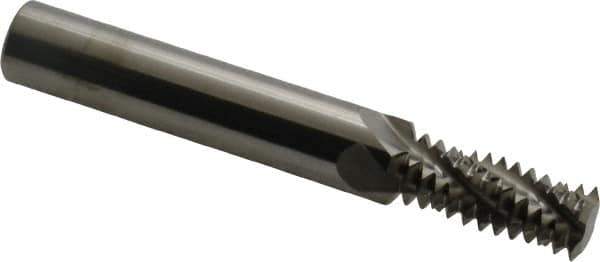 Scientific Cutting Tools - 5/8-11 UNC, 0.45" Cutting Diam, 4 Flute, Solid Carbide Helical Flute Thread Mill - Internal/External Thread, 1.127" LOC, 3-1/2" OAL, 1/2" Shank Diam - Exact Tool & Supply