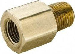 Parker - 3/8 Male Thread x 3/8 Female Thread, Brass Industrial Pipe Adapter - MNPTF x FBSPP, 1,000 psi - Exact Tool & Supply