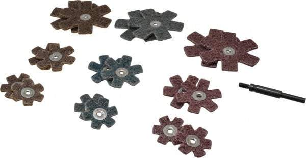 Superior Abrasives - 17 Piece Aluminum Oxide Sanding Star Kit - Contains 1-1/2, 2 & 3" Diam Coarse, Medium & Very Fine Polishing & Sanding Stars - Exact Tool & Supply