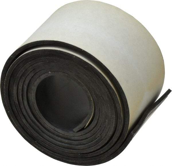 Made in USA - 60" Long, 2" Wide, 0.093" Thick, Buna-N Rubber Foam Sheet - 50 to 60 Durometer, Black, -20 to 180°F, 2,500 psi Tensile Strength, Adhesive Backing, Stock Length - Exact Tool & Supply