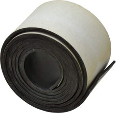 Made in USA - 60" Long, 2" Wide, 0.093" Thick, Buna-N Rubber Foam Sheet - 50 to 60 Durometer, Black, -20 to 180°F, 2,500 psi Tensile Strength, Adhesive Backing, Stock Length - Exact Tool & Supply