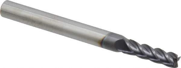 Accupro - 5mm, 16mm LOC, 6mm Shank Diam, 63mm OAL, 4 Flute, Solid Carbide Square End Mill - Single End, AlTiN Finish, Spiral Flute, 40° Helix, Centercutting, Right Hand Cut, Right Hand Flute - Exact Tool & Supply
