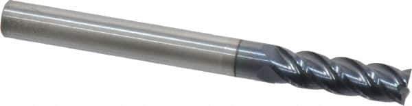 Accupro - 6mm, 19mm LOC, 6mm Shank Diam, 63mm OAL, 4 Flute, Solid Carbide Square End Mill - Single End, AlTiN Finish, Spiral Flute, 40° Helix, Centercutting, Right Hand Cut, Right Hand Flute - Exact Tool & Supply