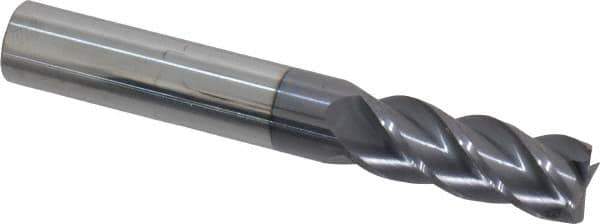 Accupro - 10mm, 25mm LOC, 10mm Shank Diam, 2-3/4" OAL, 4 Flute, Solid Carbide Square End Mill - Single End, AlTiN Finish, Spiral Flute, 40° Helix, Centercutting, Right Hand Cut, Right Hand Flute - Exact Tool & Supply
