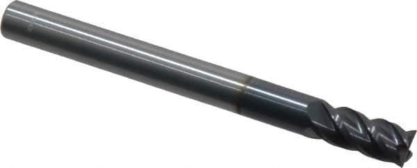 Accupro - 6mm, 12mm LOC, 6mm Shank Diam, 63mm OAL, 4 Flute, Solid Carbide Square End Mill - Single End, AlTiN Finish, Spiral Flute, 40° Helix, Centercutting, Right Hand Cut, Right Hand Flute - Exact Tool & Supply