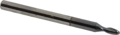 Accupro - 2mm Diam, 4mm LOC, 2 Flute Solid Carbide Ball End Mill - AlTiN Finish, Single End, 38mm OAL, 3mm Shank Diam, Spiral Flute - Exact Tool & Supply