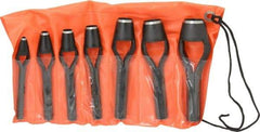 Value Collection - 7 Piece, 3/16 to 15/16", Arch Punch Set - Comes in Vinyl Roll - Exact Tool & Supply
